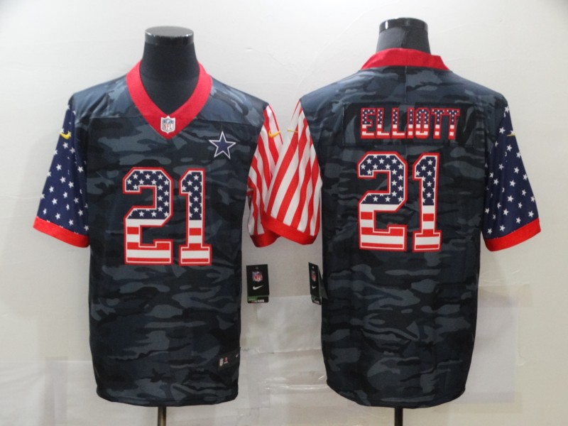 NFL Dallas Cowboys #21 Elliott Camo Flag Jersey