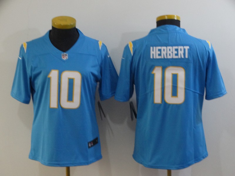 Womens NFL San Diego Chargers #10 Herbert Blue Vapor Limited Jesey