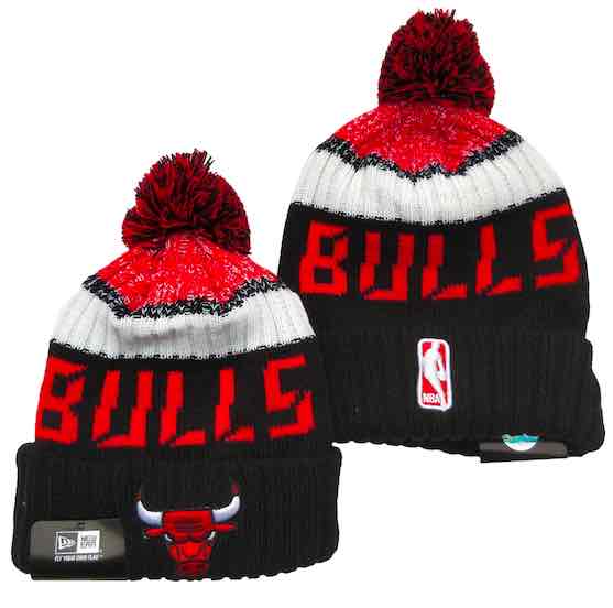 NBA Chicago Bulls Black Red Beanie--YD