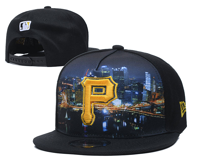 MLB Pittsburgh Pirates Black Snapback Hats--YD