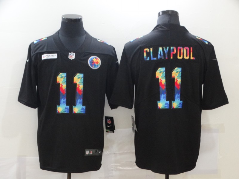 NFL Pittsburgh Steelers #11 Claypool Black Rainbow Limited Jersey