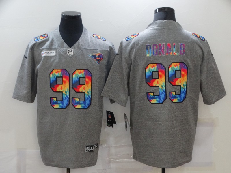 NFL Los Angeles Rams #99 Donald Grey Rainbow Jersey