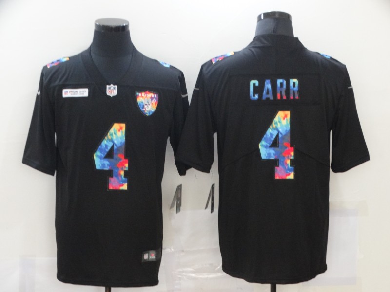 NFL Oakland Raiders #4 Carr Black Rainbow Jersey