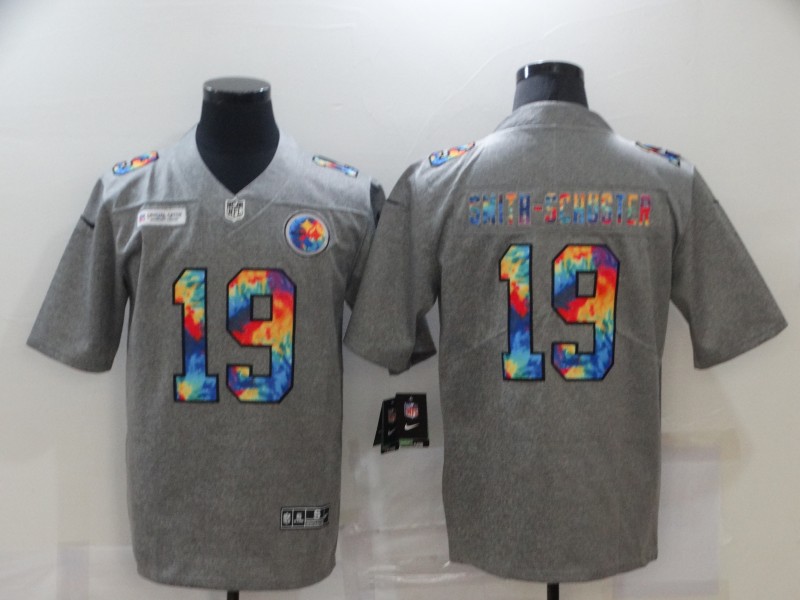 NFL Pittburgh Steelers #19 Smith-Schuster Grey Rainbow Jersey