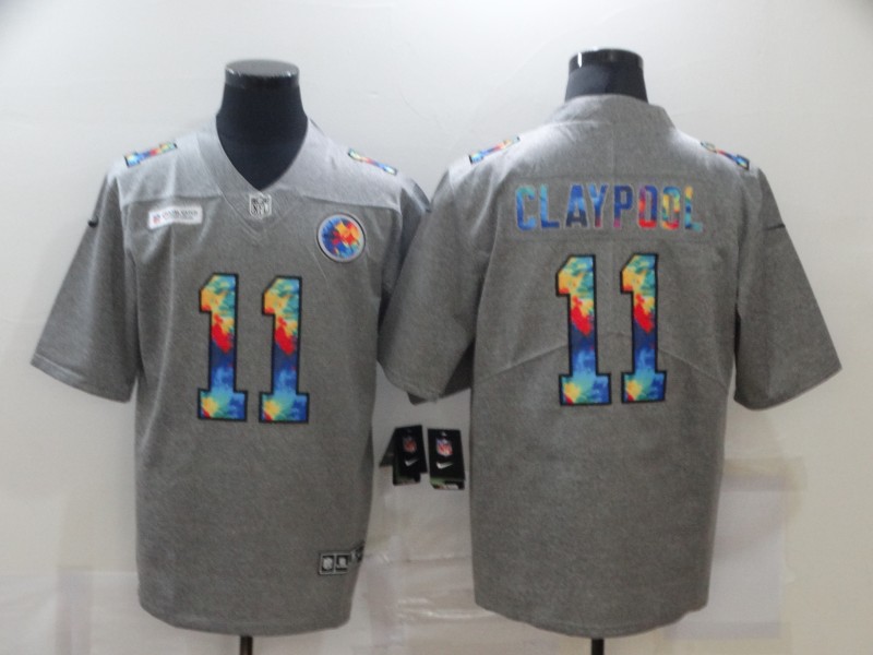 NFL Pittsburgh Steelers #11 Claypool Grey Rainbow Limited Jersey