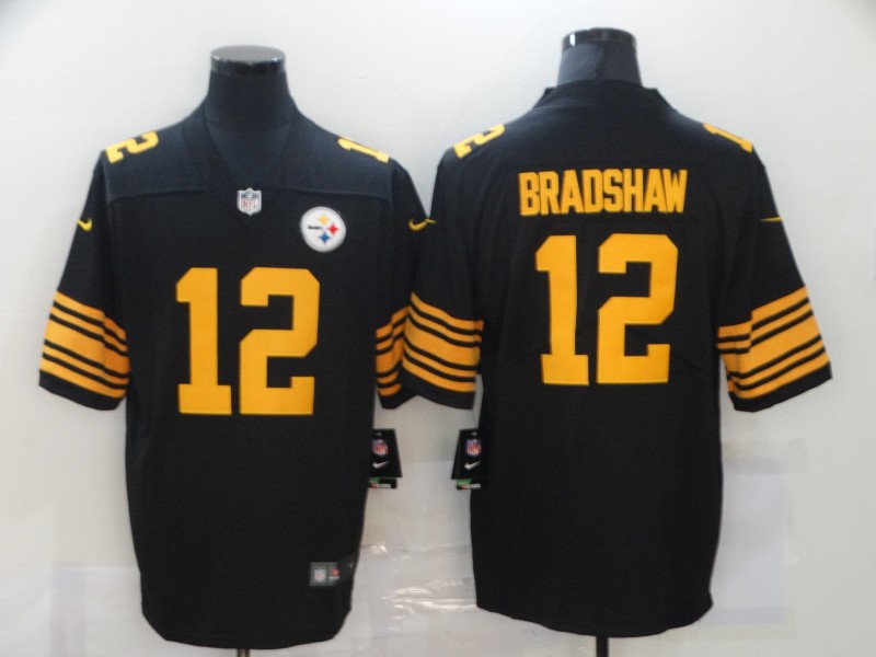 NFL Pittsburgh Steelers #12 Bradshaw Black Color Rush Limited Jersey