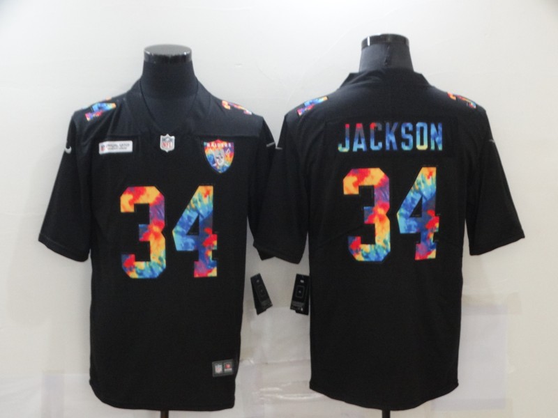 NFL Oakland Raiders #34 Jackson Black Rainbow Jersey