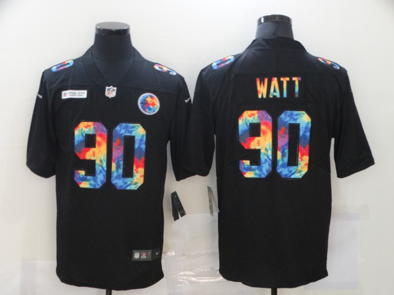 NFL Pittsburgh Steelers #90 Watt Black Rainbow Limited Jersey