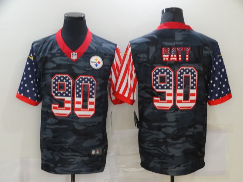 NFL Pittsburgh Steelers #90 Watt Camo Flag Jersey