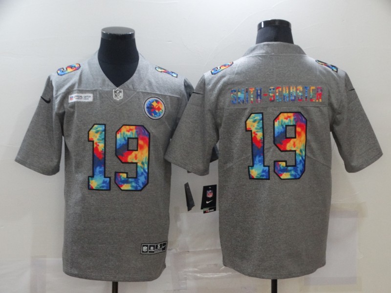 NFL Pittsburgh Steelers #19 Smith-Schuster Grey Rainbow Jersey