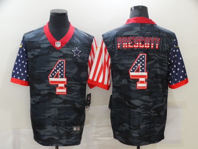 NFL Dallas Cowboys #4 Prescott Camo Flag Jersey