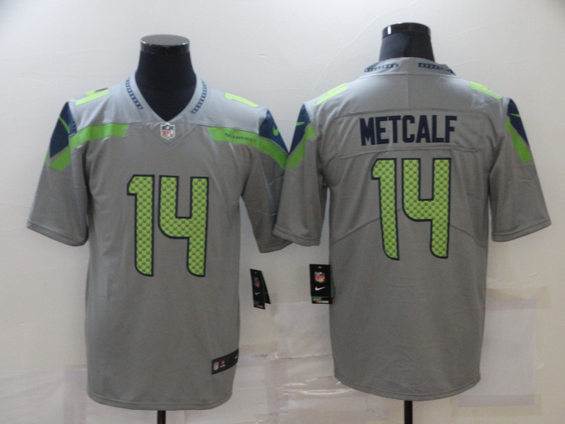 NFL Seattle Seahaws #14 Metcalf Grey Vapor Limited Jersey