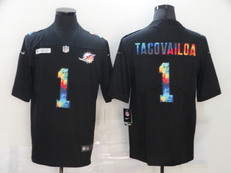 NFL Miami Dolphins #1 Tagovailoa Black Rainbow Limited Jersey