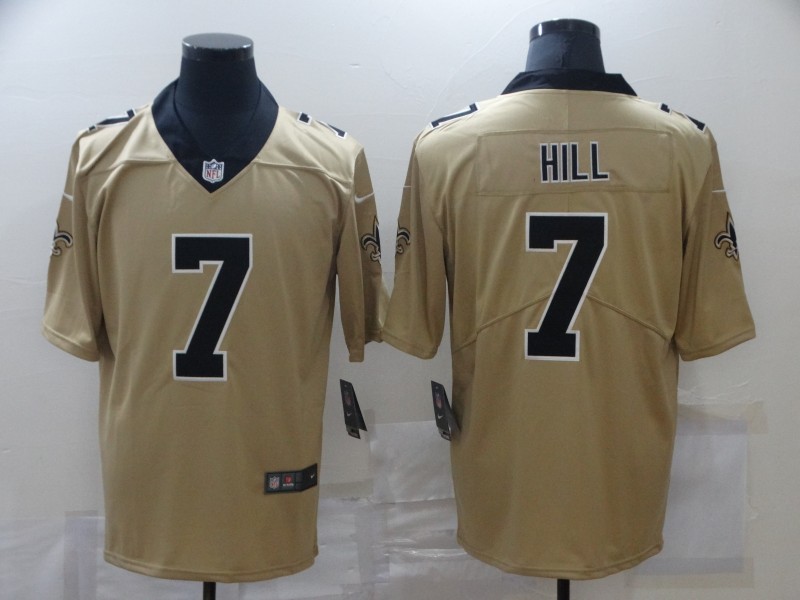 NFL New Orleans Saints #7 Hill Pullover Yellow Limited Jersey