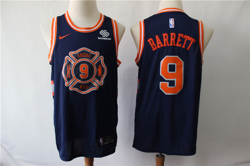 NBA New York Knicks #9 Barrett City Never Sleeps dark blue  Jersey