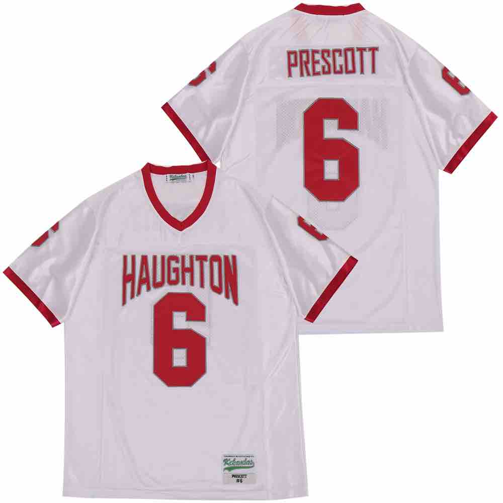 NCAA Haughton #6 prescott WHITE JERSEY