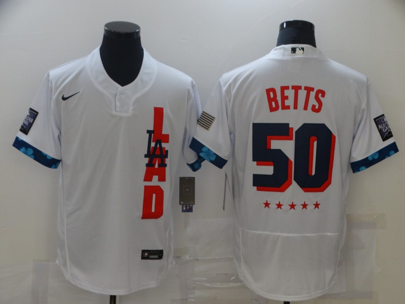 MLB Los Angeles Dodgers #50 Betts White Elite All Star Jersey