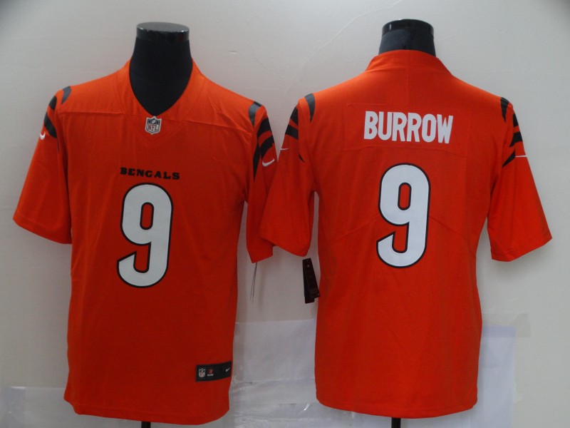 NFL Cincinati Bengals #9 Burrow Orange Vapor Limited Jersey
