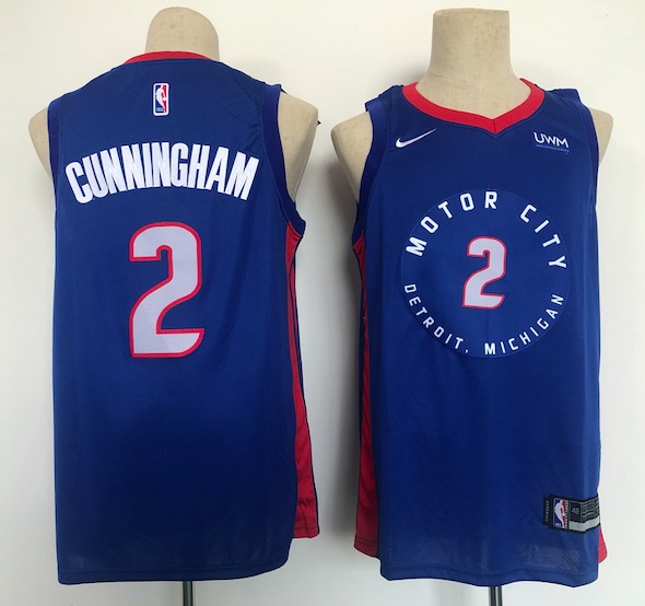 NBA Detroit Pistons #2 Cunningham Blue NIKE Jersey
