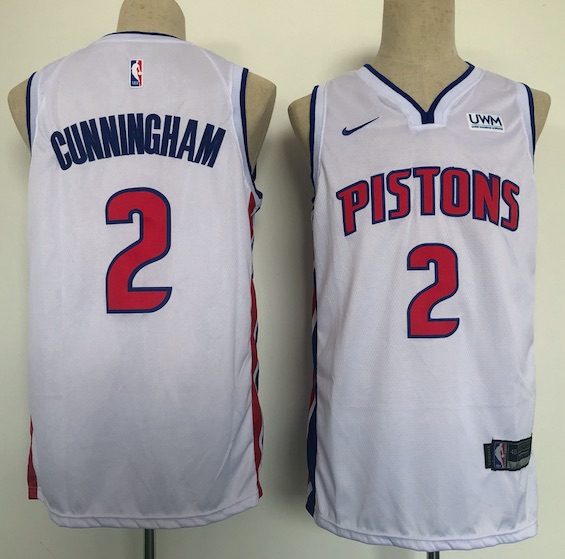NBA Detriot Pistons #2 Cunningham White NIKE Jersey