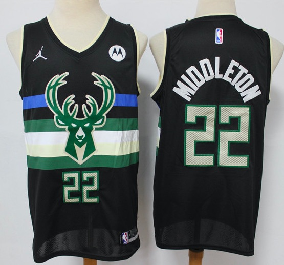 NBA Milwaukee Bucks #22 Middleton Black New Jersey