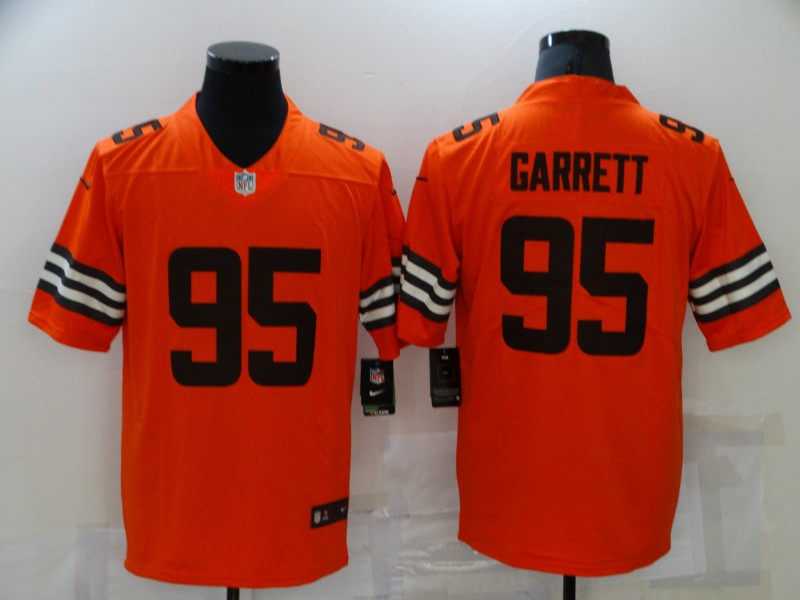 NFL Clevaland Browns #95 Garrett Orange Pullover Limited Jersey