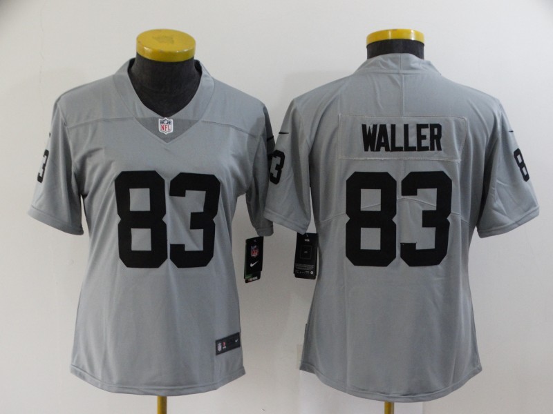 Womens NFL Oakland Raiders #83 Waller Grey pullover Jersey
