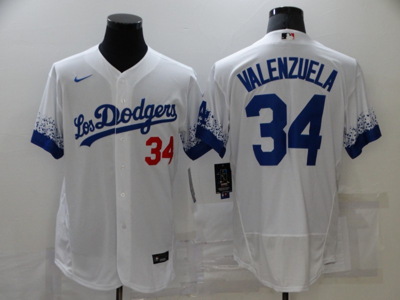 MLB Los Angeles Dodgers #34 Valenzuela White ELITE CITY Jersey