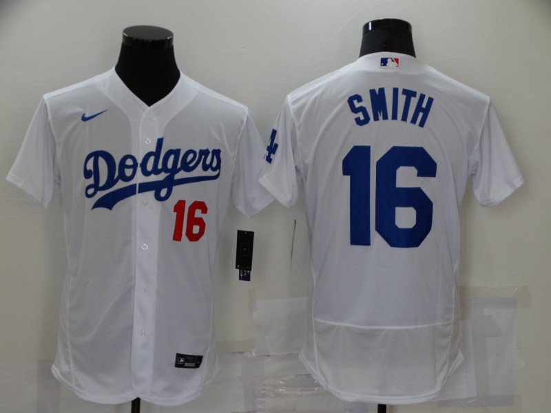 MLB Los Angeles Dodgers #16 Smith White Elite Jersey