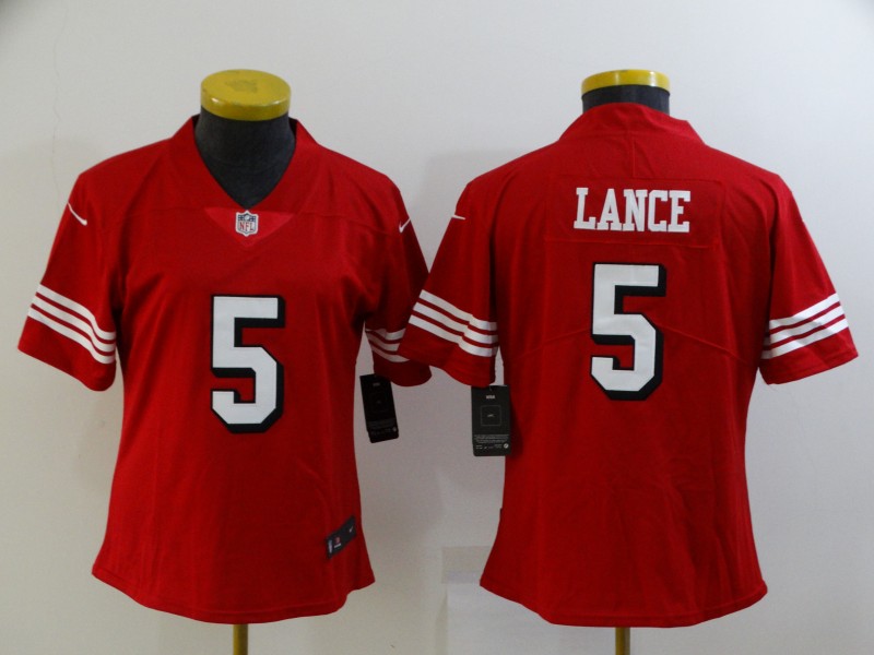 Womens NFL San Francisco 49ers #5 Lance Red vapor Limited Jersey