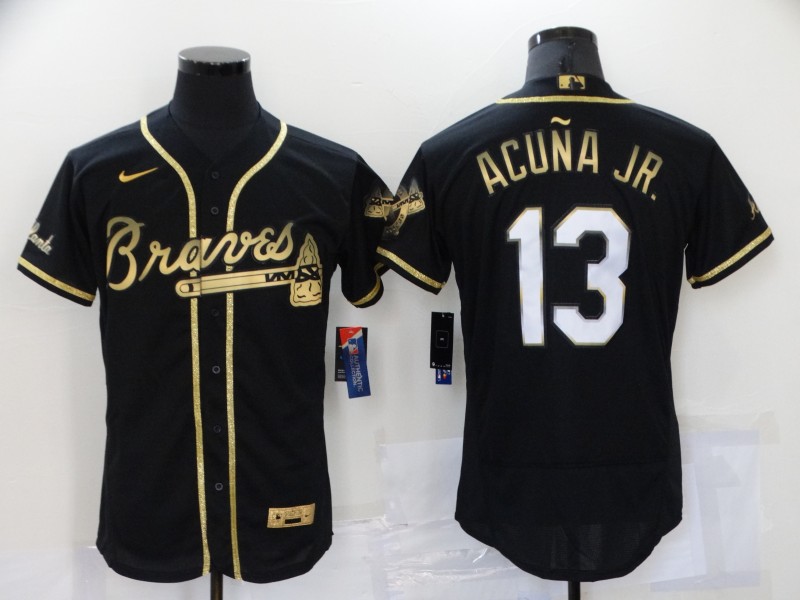 MLB Atlanta Braves #13 Acuna JR. Black Gold Elite Jersey