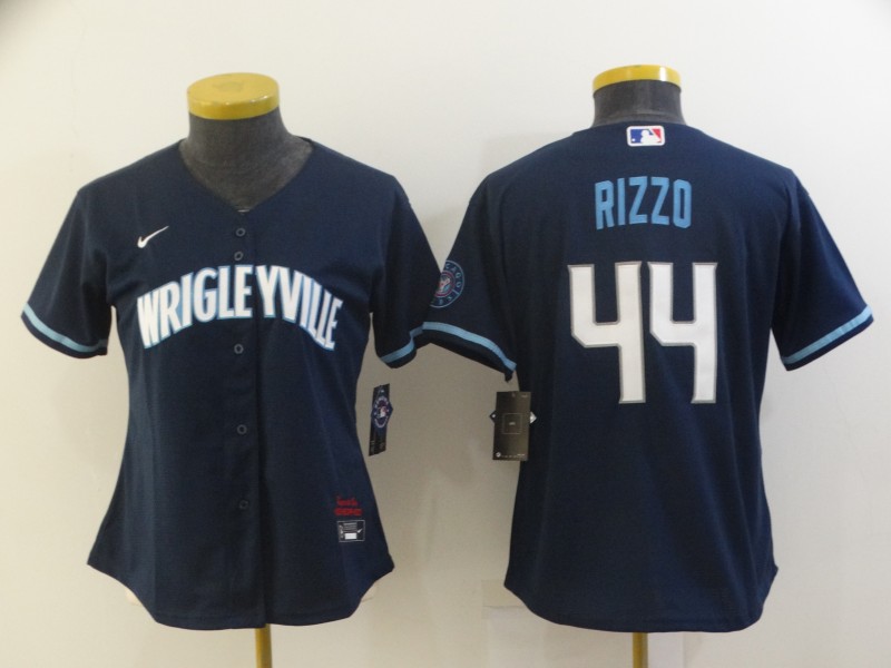 Women Chicago Cubs #44 Rizzo Blue Game Jersey