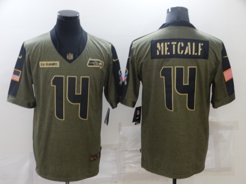 NFL Seattle Seahawks #14 Metcalf Salute to Service Jersey