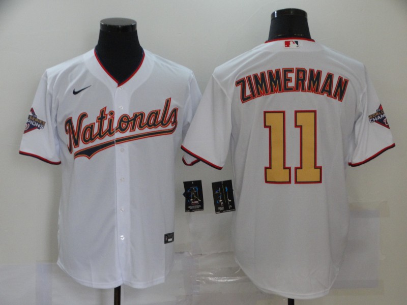 MLB Washington Nationals #11 Zimmerman White Elite Jersey