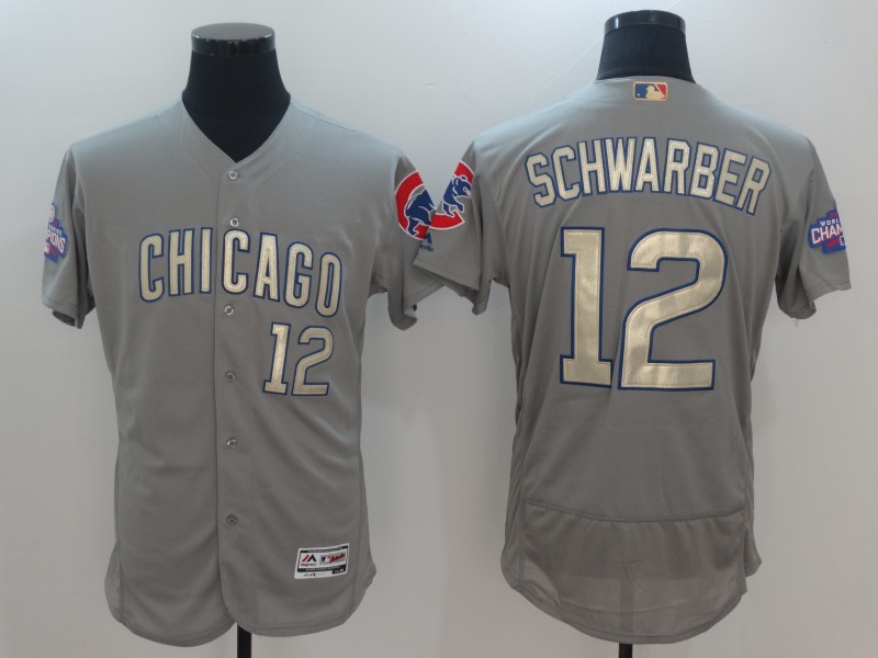 MLB Chicago Cubs #12 Schwarber Grey Elite Jersey