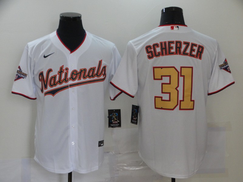 MLB Washington Nationals #31 Scherzer White Elite Jersey