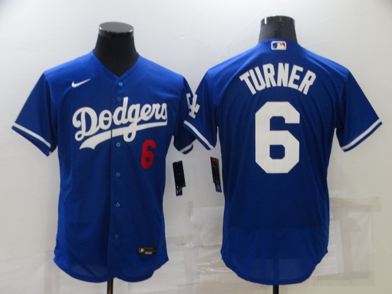 MLB Los Angeles Dodgers #6 Turner Blue elite Jersey