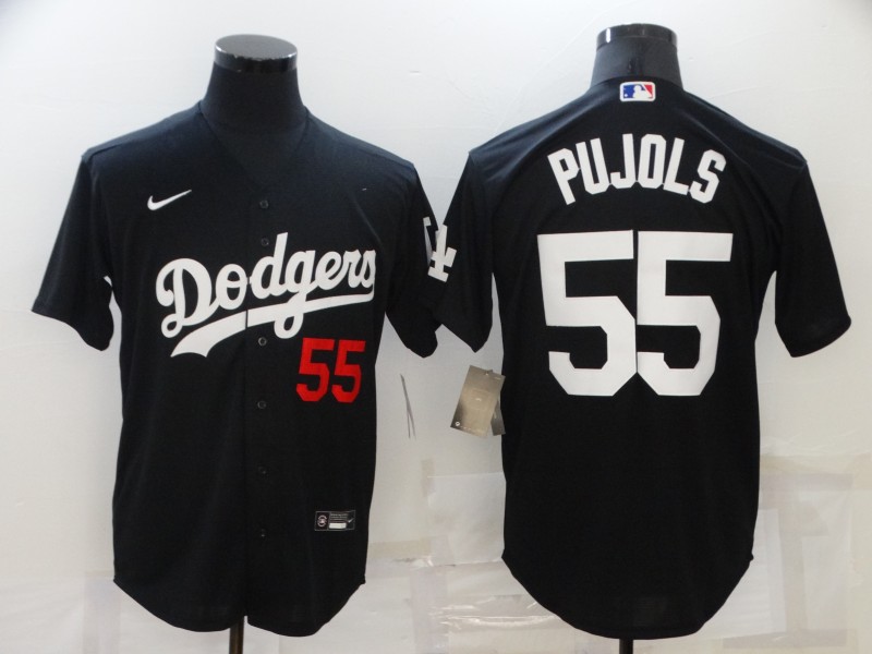 MLB Los Angeles Dodgers #55 Pujols Black Game Jersey