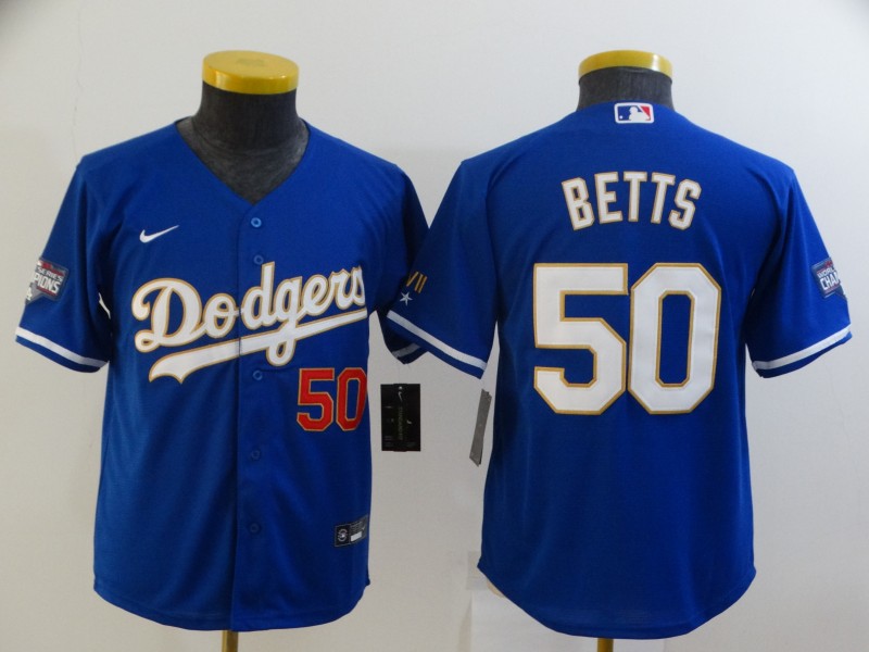 MLB Los Angeles Dodgers #50 Betts Blue kids Jersey