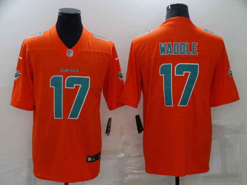 NFL Miami dolphins #17 Waddle Orange Vapor Limited Jersey