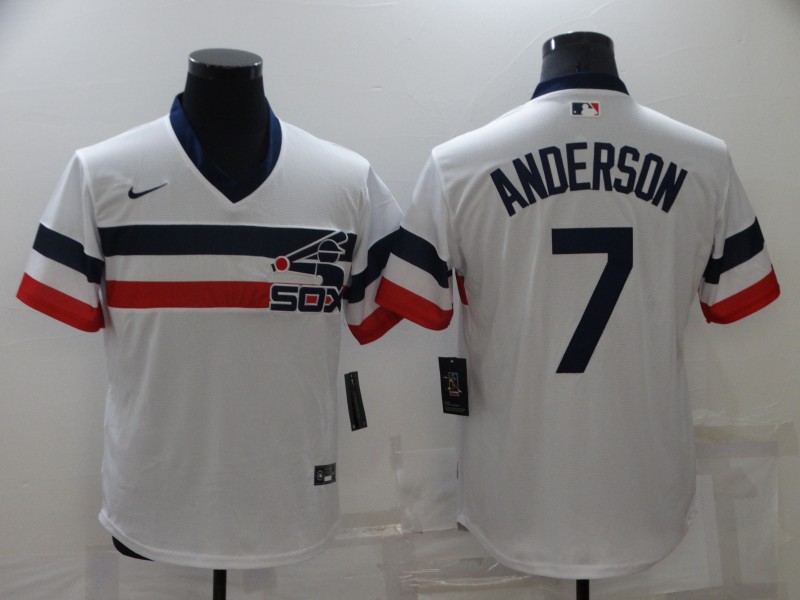 MLB Chicago White Sox #7 Anderson White Throwback Jersey