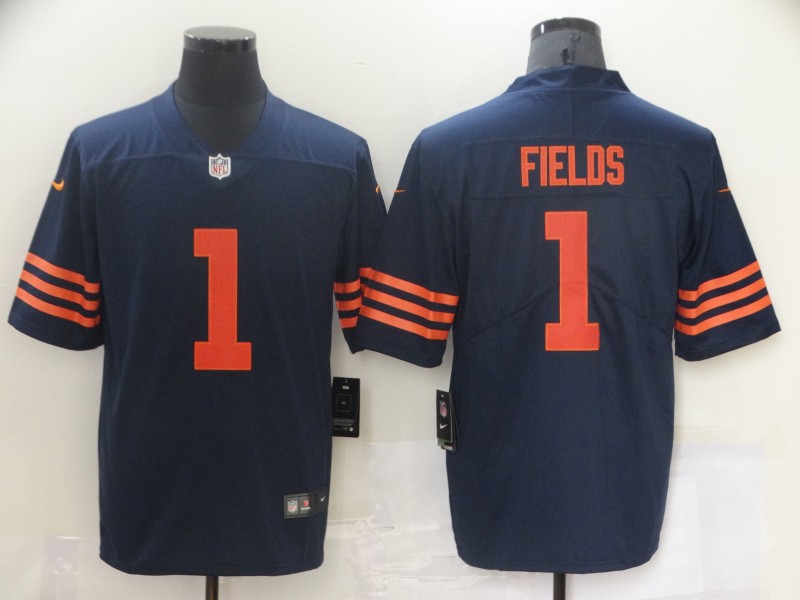 NFL Chicago bears #1 Fields Blue Vapor Limited 100th Anniversary Jersey