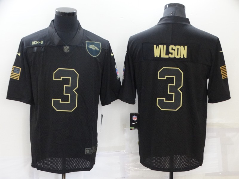NFL Denver Broncos #3 Wilson Black Salute to Service Jersey