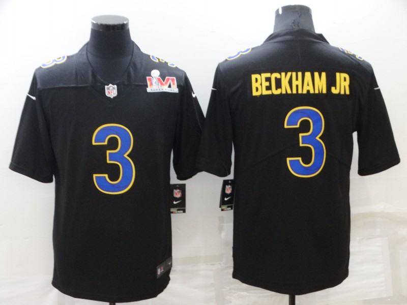 NFL Los Angeles Rams #3 Beckham JR Black Superbowl Vapor Limited Jersey