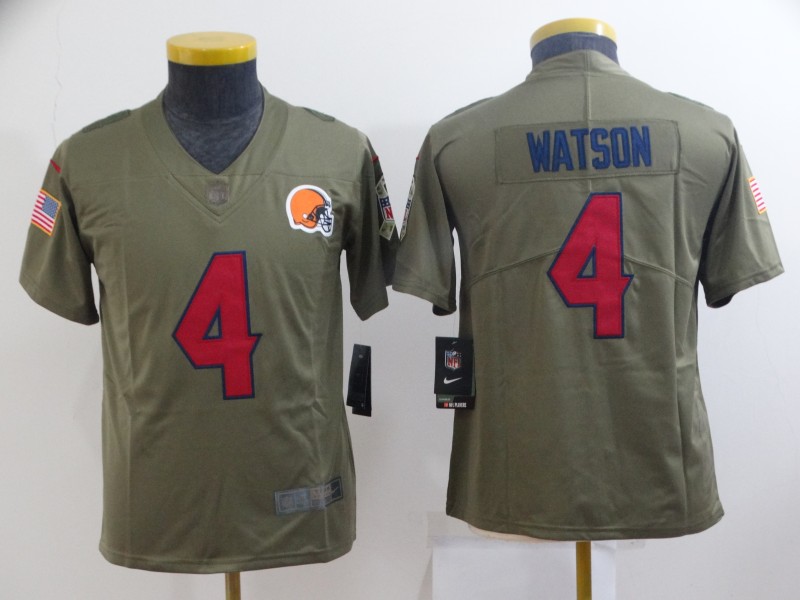 Kids NFL Cleveland Browns #4 Watson Salute to Service Jersey