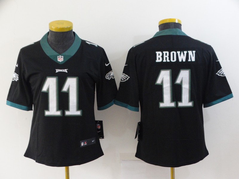 Womens NFL Philadelphia Eagles #11 Brown Black Vapor Jersey