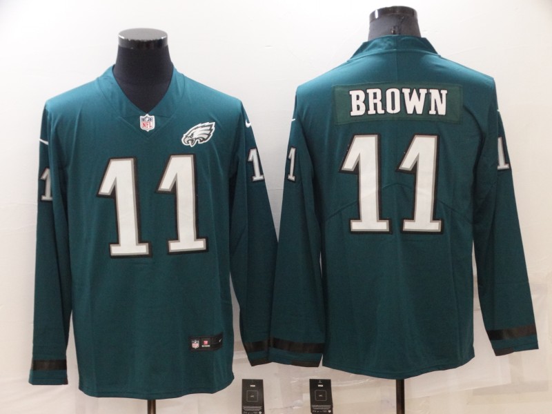 NFL Philadelphia Eagles #11 Brown Green Long-sleeve Jersey