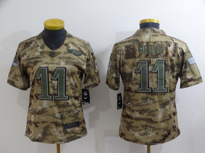 Womens NFL Philadelphia Eagles #11 Brown Salute to Service Jersey