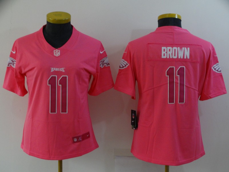 Womens NFL Philadelphia Eagles #11 Brown Pink Jersey