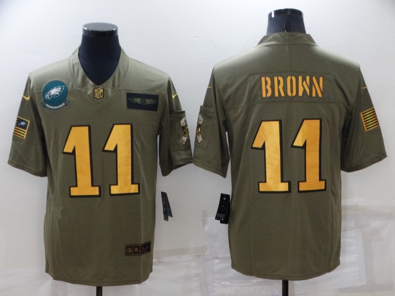 NFL Philadelphia Eagles #11 Brown Salute to Serive  Gold Jersey